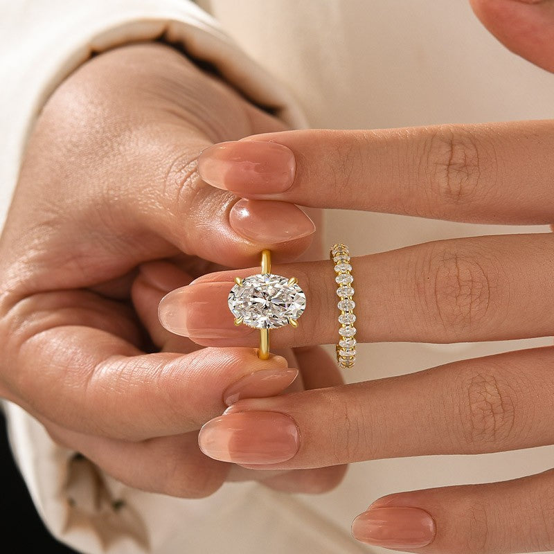 Moissanite 5.5 Ct Solitaire Oval Cut Yellow Gold Engagement Ring with ...