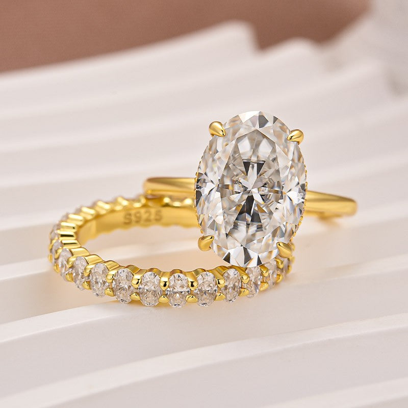 Moissanite 5.5 Ct Solitaire Oval Cut Yellow Gold Engagement Ring with ...